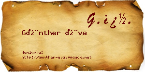 Günther Éva névjegykártya